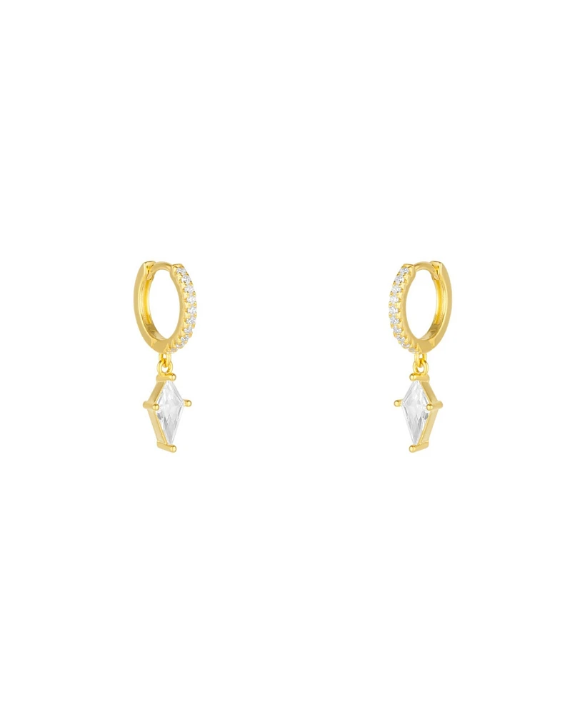 Spero London Sterling Silver Triangle Pave Spike Hoop Earrings