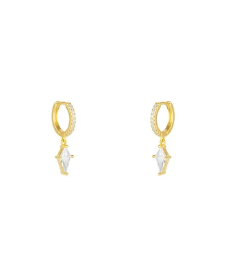 Spero London Sterling Silver Triangle Pave Spike Hoop Earrings