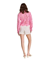 endless rose Women's Textured Sheer Long sleeve Top