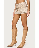 Edikted Womens Astrid Beaded Mini Skirt