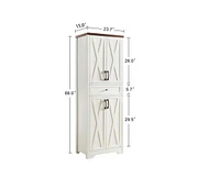 Casainc 68" White Freestanding Tall Kitchen Cabinet