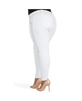 Poetic Justice Women's Curvy-Fit Embroidery Trim Skinny Ankle Jeans
