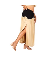 Poetic Justice Plus V Waist A Line Side Slits Flared Maxi Skirt