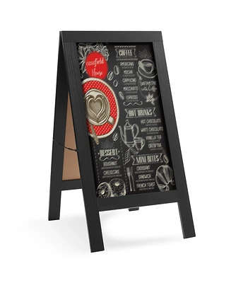 Casafield 40" x 20" A Frame Chalkboard Sign, Rustic Brown Double-Sided Magnetic Wooden Menu Board for Cafes, Sandwich Shops, Sidewalks, and
