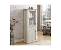 Tall Storage Kitchen Cabinet Freestanding Cabinet with Glass Door and Shelves