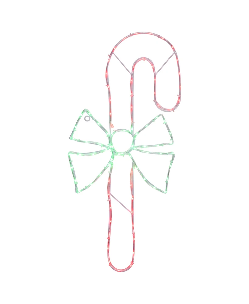 Northlight 28" Led Lighted Candy Cane with Bow Christmas Window Silhouette