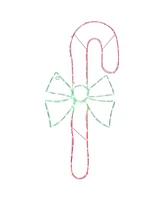 Northlight 28" Led Lighted Candy Cane with Bow Christmas Window Silhouette