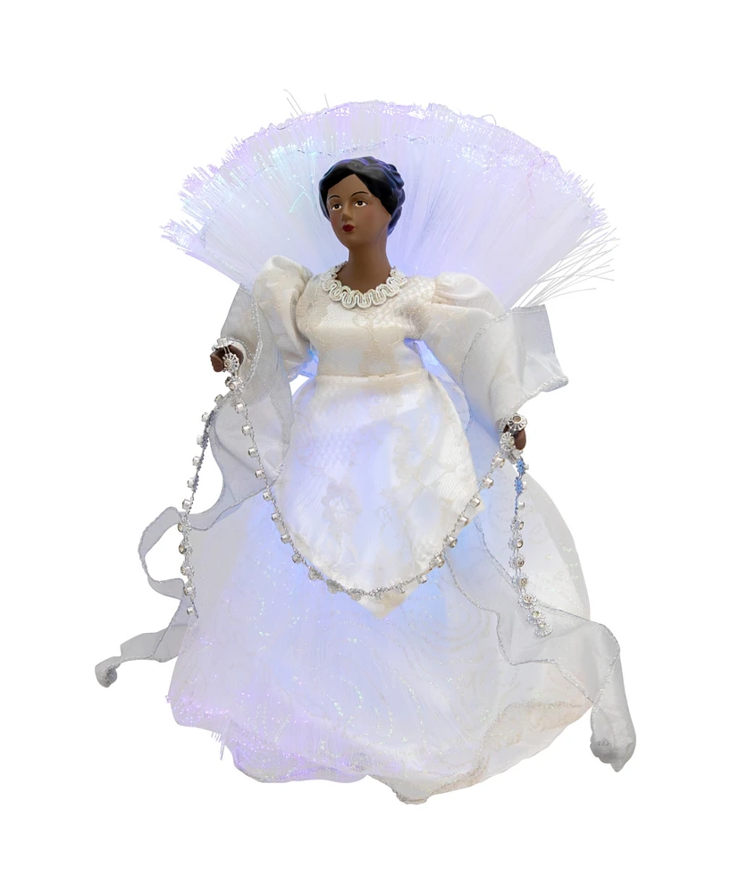 Northlight 12" Lighted Fiber Optic African American Angel Christmas Tree Topper