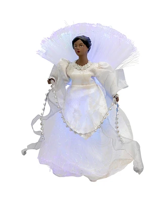 Northlight 12" Lighted Fiber Optic African American Angel Christmas Tree Topper