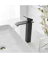 Greenspring Waterfall Single Hole Single Handle Bathroom Vessel Sink Faucet in Matte Black