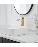 Greenspring Waterfall Single Hole Single Handle Modern Bathroom Vessel Sink Faucet With Metal Drain in Brushed Gold