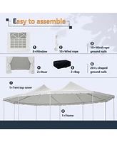 Mondawe 29x21ft White Waterproof Party Tent - Uv Protection Outdoor Wedding Gazebo