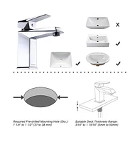 Aquaterior Wall Mount Ceramic Sink with Modern Bathroom Single Handle Faucet Chrome Combo