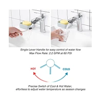 Aquaterior Wall Mount Ceramic Sink w/ Modern Bathroom Faucet Waterfall Spout