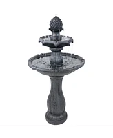 Sunnydaze Decor 46" H Outdoor 2-Tier Pineapple Solar Water Fountain with Battery Backup