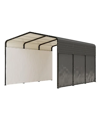 Mondawe 10x15FT Heavy Duty Metal Carport - Galvanized Steel Vehicle Shelter with Uv Cover