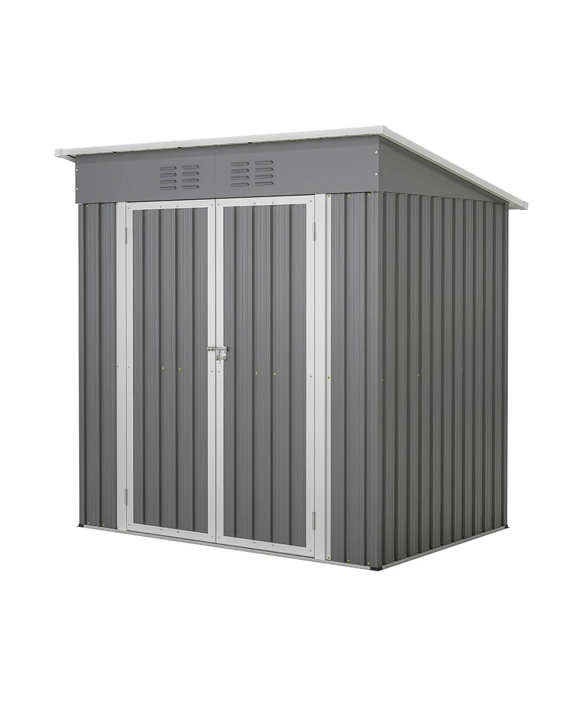 Mondawe 6'x4' Galvanized Steel Outdoor Storage Shed with Lockable Door