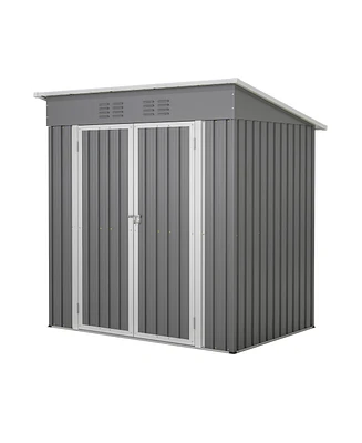 Mondawe 6'x4' Galvanized Steel Outdoor Storage Shed with Lockable Door
