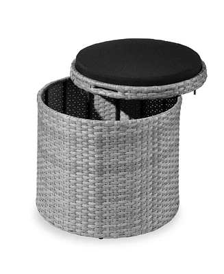 Best Choice Products Round Wicker Ottoman, Multipurpose Furniture w/ Removable Cushion, Steel Frame
