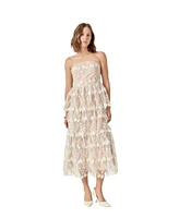endless rose Women's Strapless Crochet Layered Midi Dress