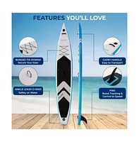 Free-Flow Stand-Up Paddle-Board - Woven Drop-Stitch and Double Layer Side Inflatable Sup with Double-Action Hand Pump (Black)