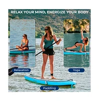 Inflatable Stand-Up Paddle-Board with Double-Action Hand Pump, 3-Piece Aluminum Sup Paddle, Leash, Black
