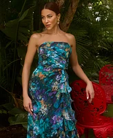 Xscape Petites Printed Straight-Neck Sleeveless Maxi Dress