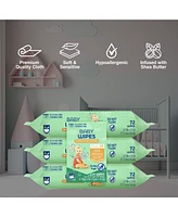 Pursonic Baby Wipes Aloe Vera & Shea Butter Infused | 99% Water-Based | Resealable Pack for Sensitive Skin