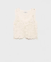 Mango Women's Flowers Crochet Top