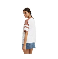Cotton On Women's V Neck Retro Graphic Boxy Tee