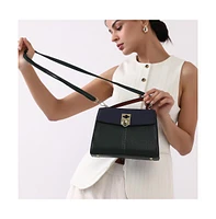 Women's The Curatus Satchel Bag - Navy Blue & Emerald Green