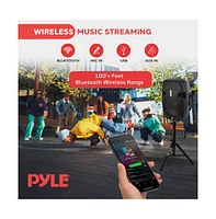Pyle 15" Wireless Portable Pa Speaker System, 1500W Bluetooth, Usb/Sd/Rca, Stand, Mic, Power Cable, Outdoor Sound (PPHP155ST), Black