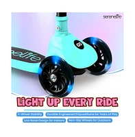 3-Wheel Foldable Kids Scooter with Led Wheel Lights, Foldable Seat & Lean-to-Steer Technology – Child Toy Scooter (Turquoise Blue)