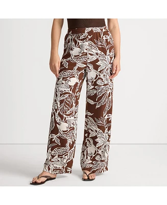 Lands' End Women's Rayon High Rise Wide Leg Pants - Set Bottom