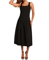 endless rose Women's Drop Waist Peplum Midi Dress