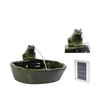 Fountain Bird Bath with Frog Design and Solar Pump for Outdoor Garden Decor