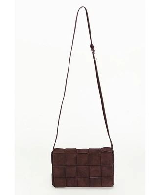 Women's Woven Suede Shoulder Bag