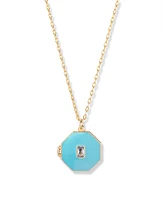brook & york Gold Plated Cali Enamel Short Pendant Locket Necklace