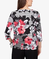 Alfred Dunner Women's Patchwork Diamond Floral Top