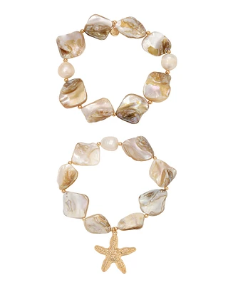 Ettika True Shell Stretch Bracelet Set
