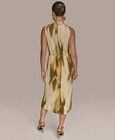 Donna Karan New York Women's Chiffon Printed Mock-Neck Midi Dress