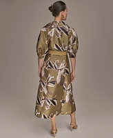 Donna Karan New York Women's Floral-Print A-Line Shirtdress