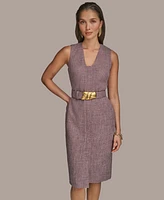 Donna Karan New York Women's Front-Zip Belted Sheath Dress