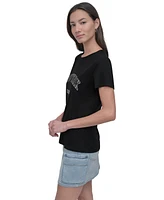 Dkny Jeans Women's New York Rhinestone Logo T-Shirt