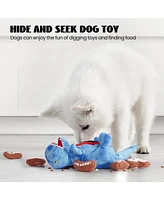 Nocciola 9 in 1 Dinosaur Plush Dog Toys, Christmas gift,Funny Stuffed Dino Puzzle Toy with 8 Fossil-Shaped Squeaky and Crinkle Toys