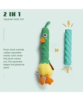 Nocciola 2-in-1 Squeaky Duck Dog Toy,Christmas gift,Cute Stuffed Dog Toys with Large Durable Rubber Squeaky Core for Aggressive Chewers