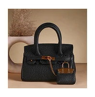 Women's The Mini Overlap Satchel Sling Bag With Pouch - Onyx Black