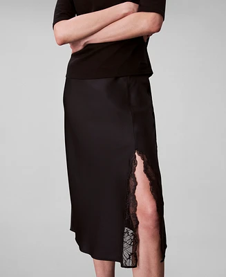 Calvin Klein Women's Lace-Trim Satin Midi Skirt