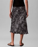 Calvin Klein Women's Printed Textured Satin Midi Skirt