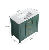 Csainc 36" Vanity w/ Undermount Sink, 2 Doors & 2 Drawers, Soft-Close, Compact Storage Combo